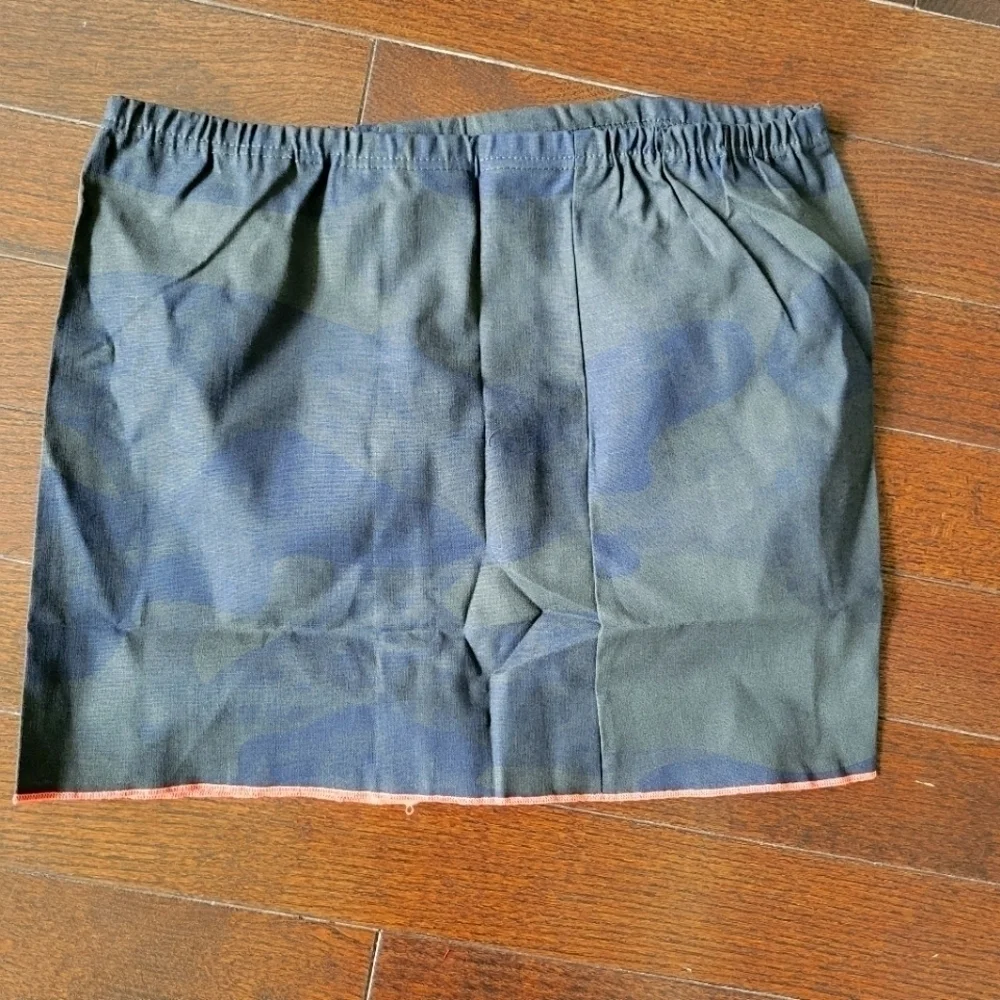 Green-Blue Patterned Mini Skirt with Orange Trim – Unique & Stylish